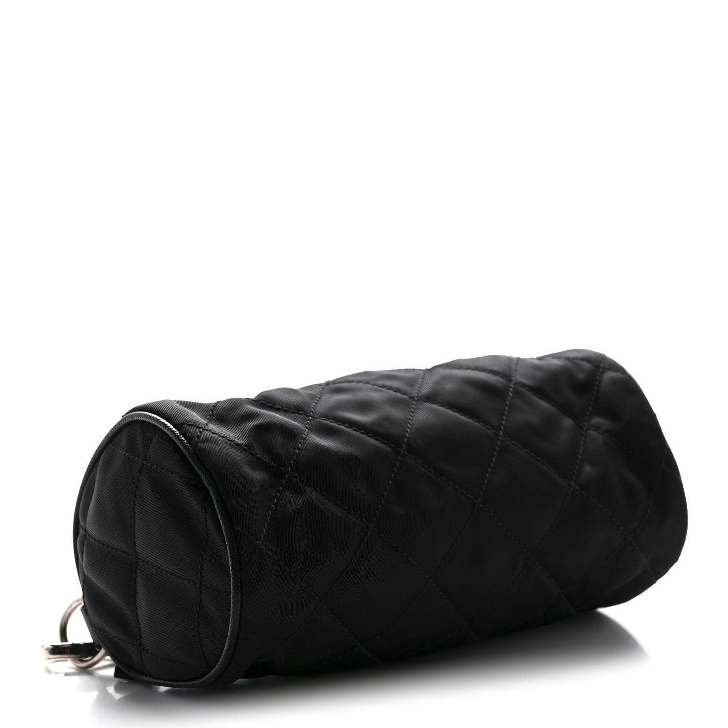 Tessuto Nylon Saffiano Impunturato Quilted Barrel Pochette Black