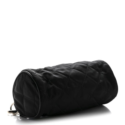 Tessuto Nylon Saffiano Impunturato Quilted Barrel Pochette Black