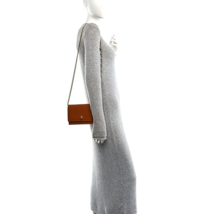 Calfskin Mini Skull Chain Crossbody Bag Caramel Tan