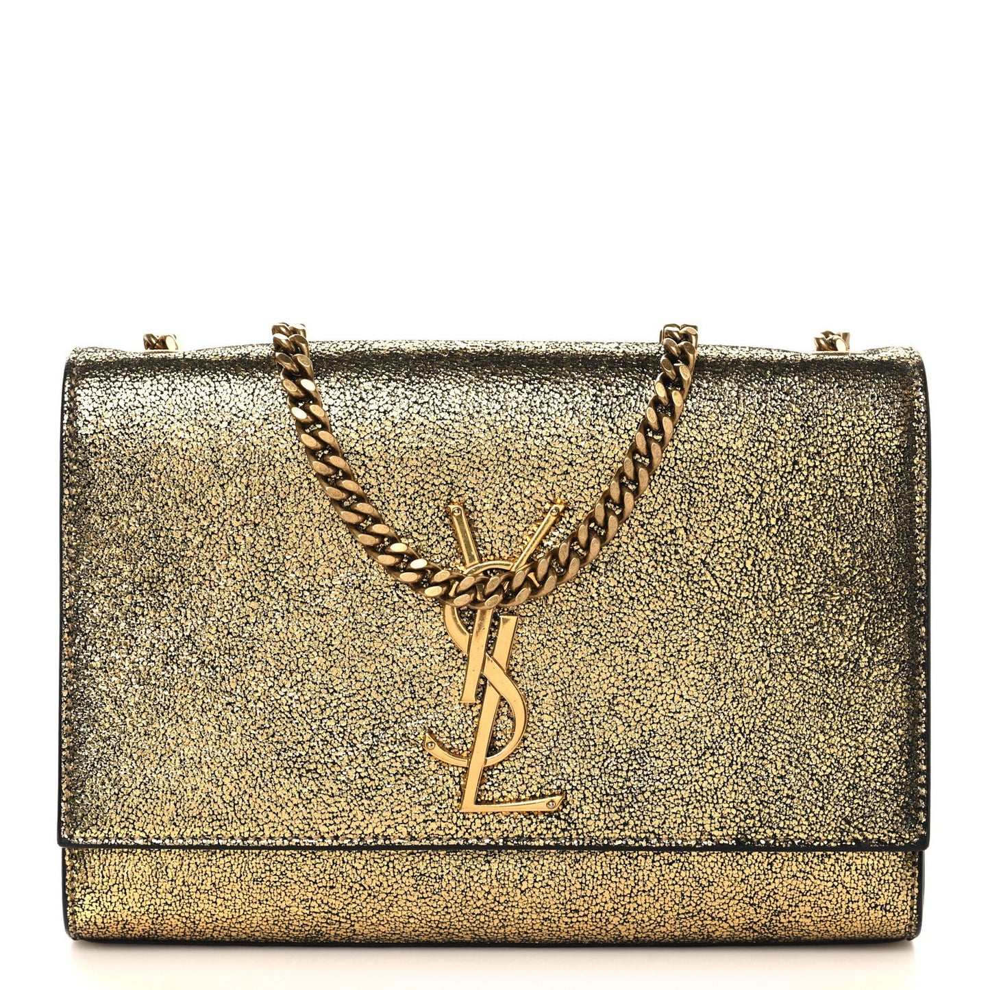 Metallic Calfskin Small Classic Monogram Kate Tassel Satchel Gold