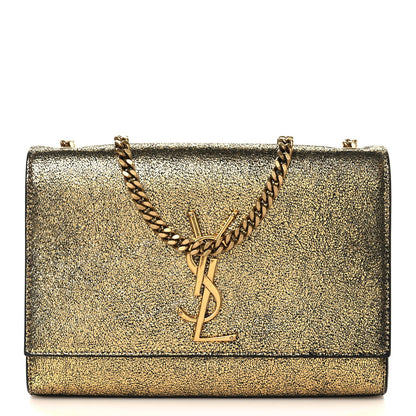 Metallic Calfskin Small Classic Monogram Kate Tassel Satchel Gold