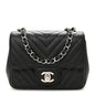 Caviar Chevron Quilted Mini Square Flap Black