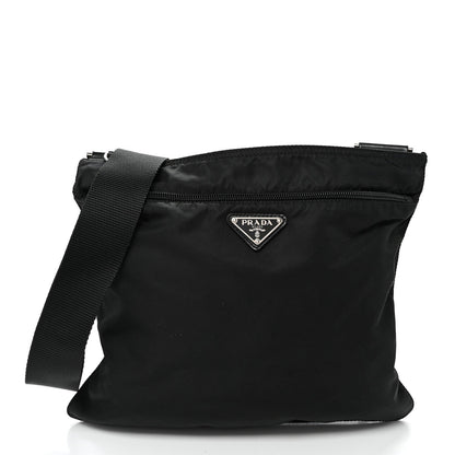 Nylon Vela Flat Messenger Bag Black