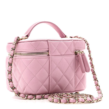 Caviar Quilted Small CC Vanity Case Pink