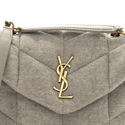Jersey Quilted Toy Loulou Puffer Monogram Chain Satchel Chalk Beige