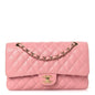 Caviar Quilted Medium Double Flap Pink