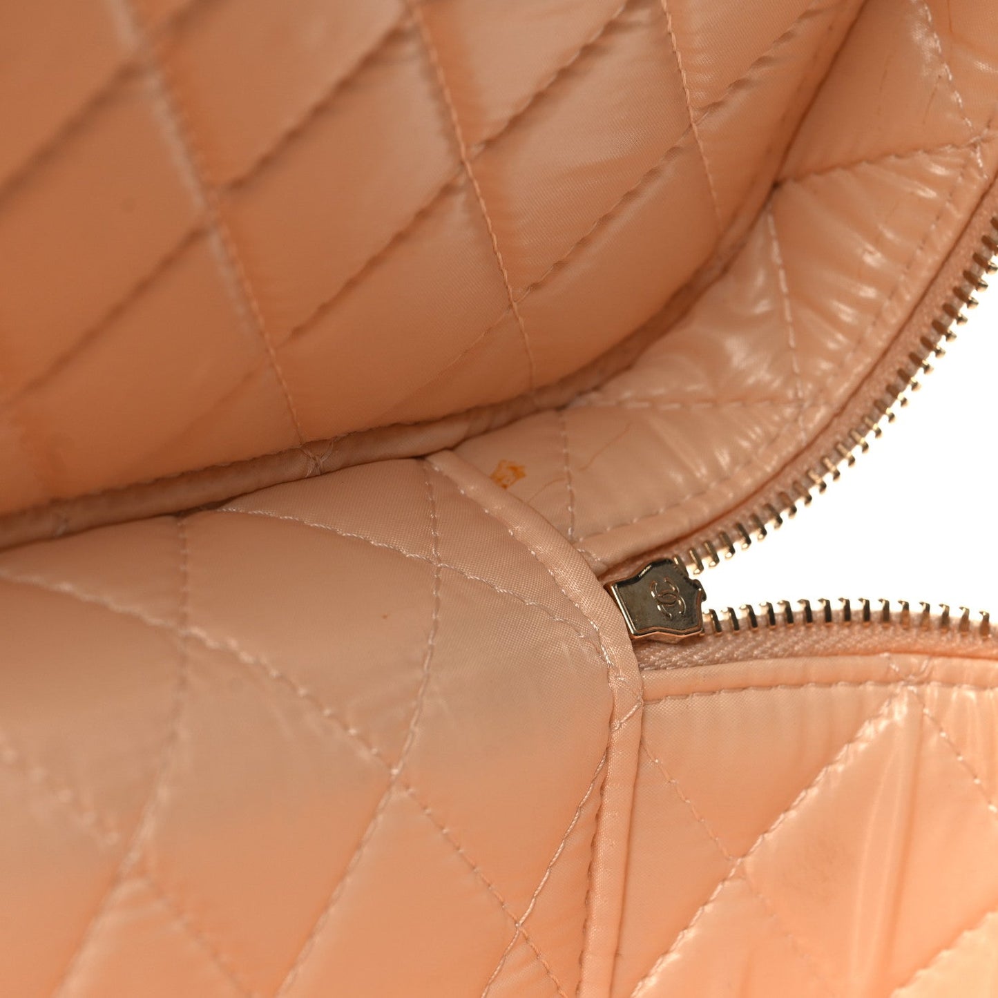 Lambskin Quilted Large Vanity Pouch Beige Clair