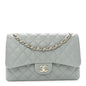 Caviar Quilted Jumbo Double Flap Light Blue