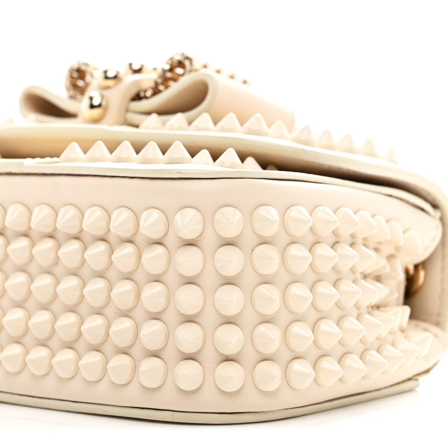 Calfskin Spikes Sweety Charity Shoulder Bag Beige