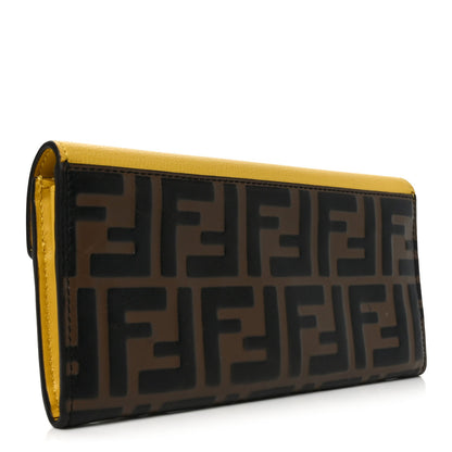 Vitello Cruise F is Fendi Bi-Color FF 1974 Embossed Continental Envelope Wallet On Chain Maya Yellow