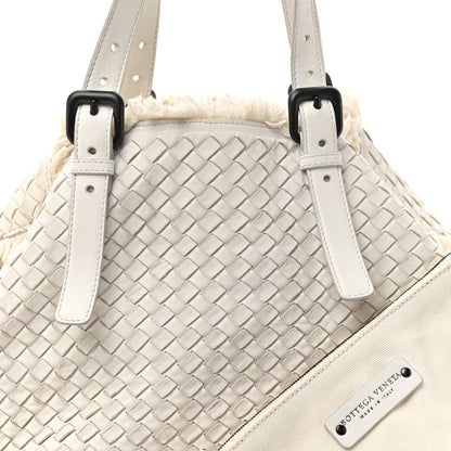 Nappa Intrecciato Canvas Fringe Maltinto Tote White