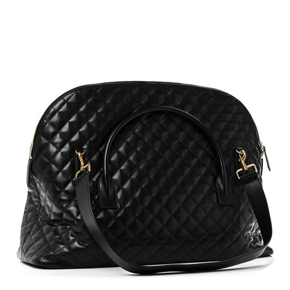 Calfskin Quilted ES Giant Travel Bag Black