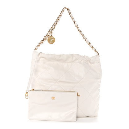 Shiny Calfskin Quilted Small Chanel 22 White