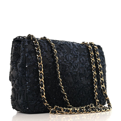 Sequin Quilted Small Single Flap Black