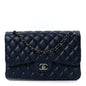 Lambskin Quilted Jumbo Double Flap Navy