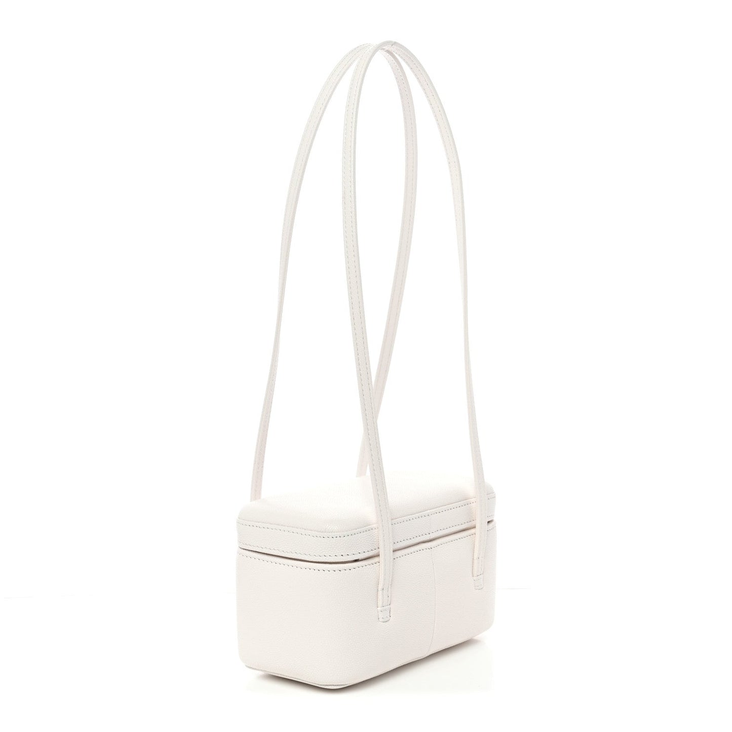 Shiny Caviar Preppy Coco Long Vanity With Strap White