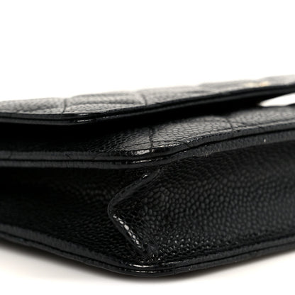 Caviar Quilted Wallet on Chain WOC Black