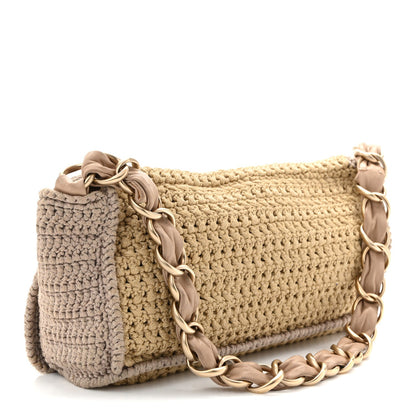 Crochet Camellia Flap Bag Beige
