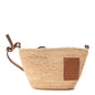 Calfskin Raffia Slit Pochette Bag Natural Tan