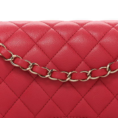 Caviar Quilted Medium Double Flap Pink