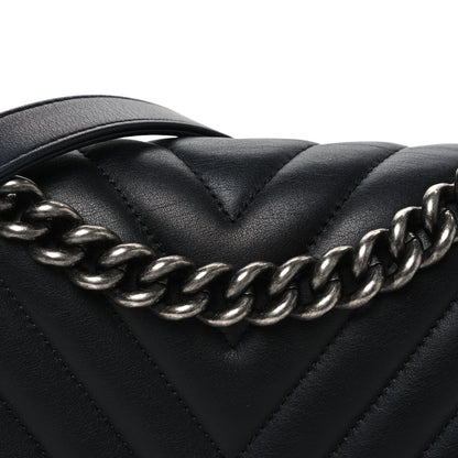 Calfskin Chevron Quilted Medium Boy Flap Black
