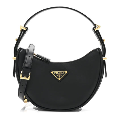 Soft Calfskin Mini Arque Shoulder Bag Black