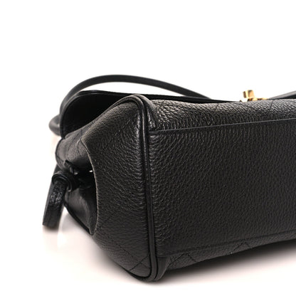 Grained Calfskin Stitched Urban Essentials Small Shopping Bag Black