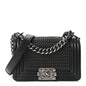 Lambskin Quilted Small Chain Mail Boy Flap Black