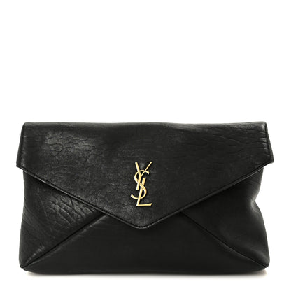 Grained Lambskin Cassandre Envelope Pouch Black