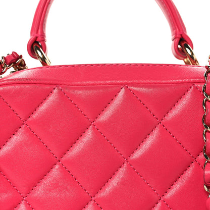 Lambskin Quilted Small Trendy CC Bowling Bag Pink