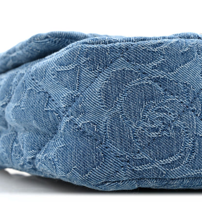 Denim Quilted Camellia Sweetheart Mini Flap Blue