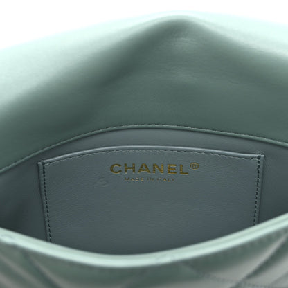 Lambskin Quilted Mini Chain Rows Flap  Green