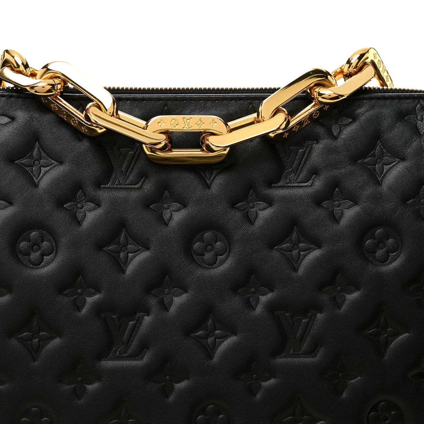Lambskin Embossed Monogram Coussin MM Black