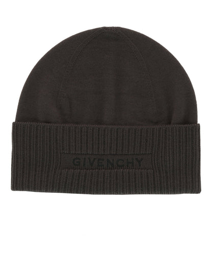 Givenchy Womens Ribbed Embroidered Logo Beanie