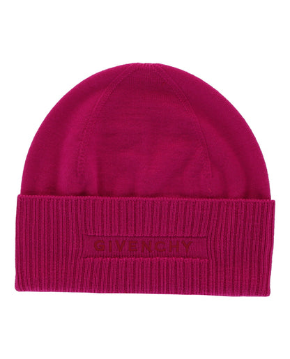 Givenchy Womens Ribbed Embroidered Logo Beanie