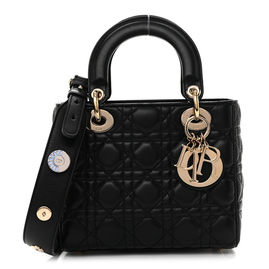 Lambskin Cannage Small Lucky Badges My Lady Dior Black