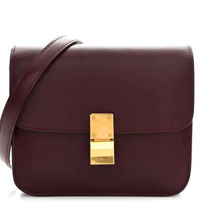 Box Calfskin Teen Classic Box Flap Bag Burgundy
