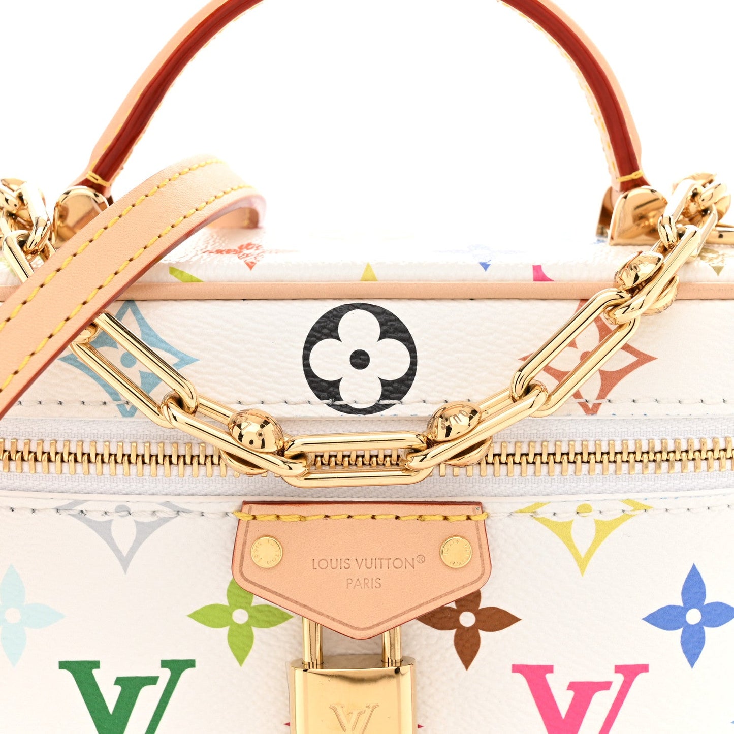 LV x TM Monogram Multicolor Vanity Chain Pouch White