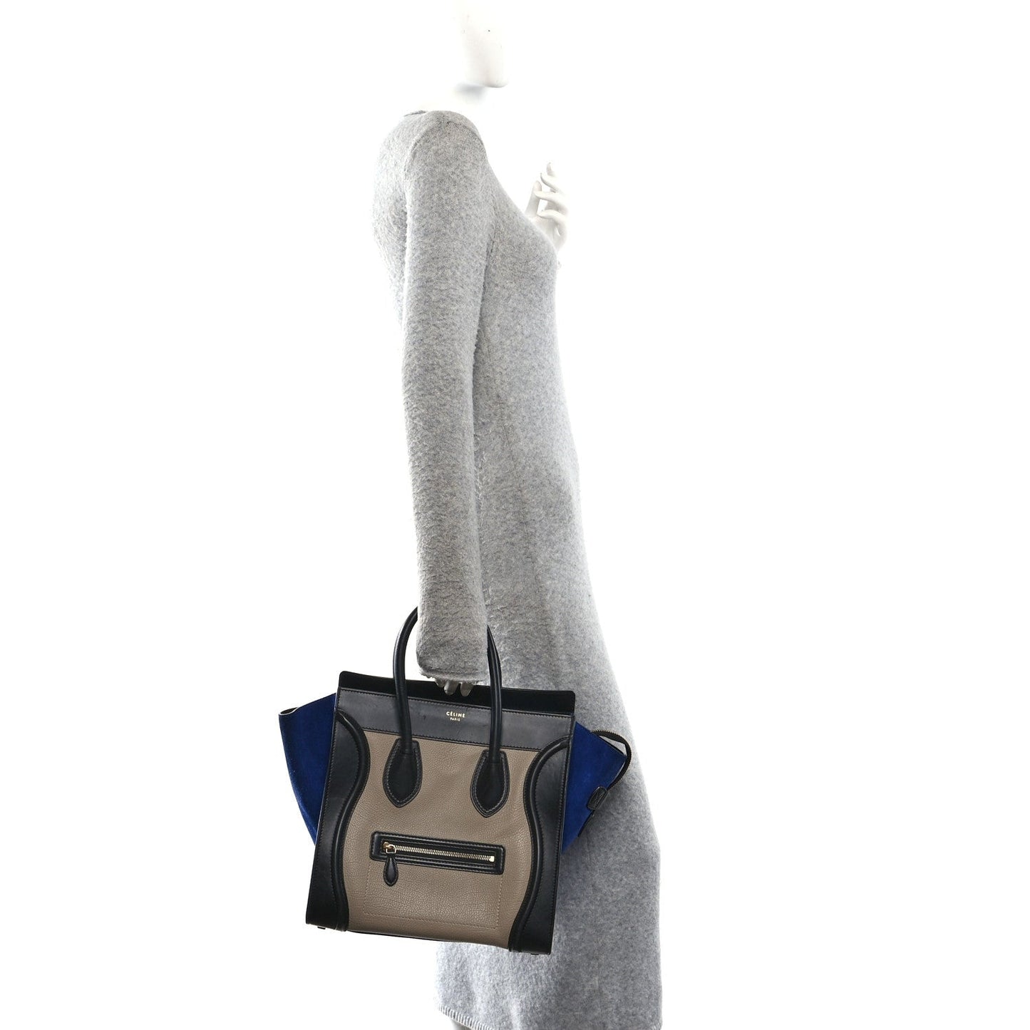 Elephant Calfskin Suede Mini Tri-Color Luggage Sand