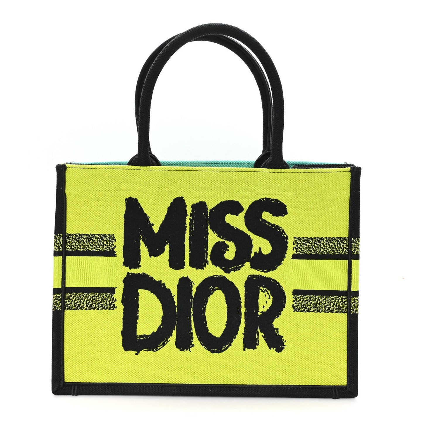 Canvas Embroidered Medium Miss Dior Graffiti Book Tote Green Blue