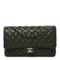 Lambskin Quilted Medium Double Flap Khaki