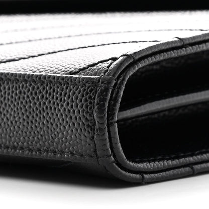 Grain De Poudre Matelasse Chevron Monogram Chain Wallet Black