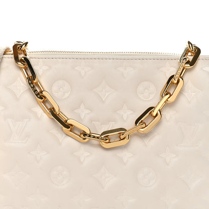 Lambskin Embossed Monogram Coussin PM Beige Cream