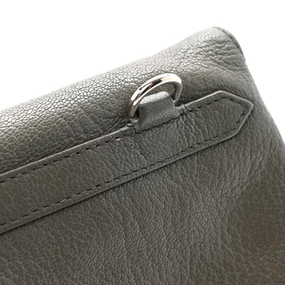 Chevre Silver Metallic Edge Hardware Envelope Clutch Gris Acier
