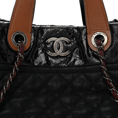 Iridescent Calfskin Small In The Mix Tote Dark Green