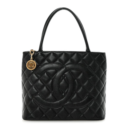 Caviar Quilted Medallion Tote Black