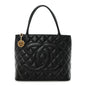 Caviar Quilted Medallion Tote Black