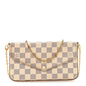 Damier Azur Pochette Felicie Chain Wallet Rose Ballerine