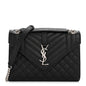 Grain De Poudre Textured Mixed Matelasse Triquilt Medium Monogram Satchel Black