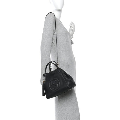 Pebbled Calfskin Small Soho Shoulder Bag Black